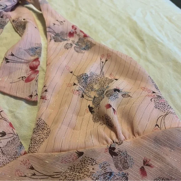 Y2K Forever 21 Floral Halter Tie Pink Top Women’s Medium - Picture 4 of 9